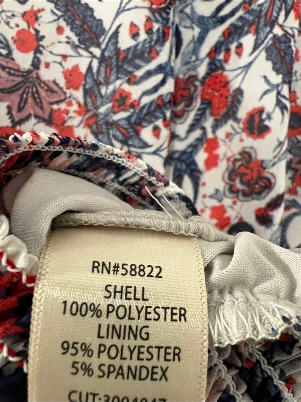 Max Studio Red White Blue Boho Floral Top Split Sleeves Smocked Two Layer Top XL - Picture 4 of 11
